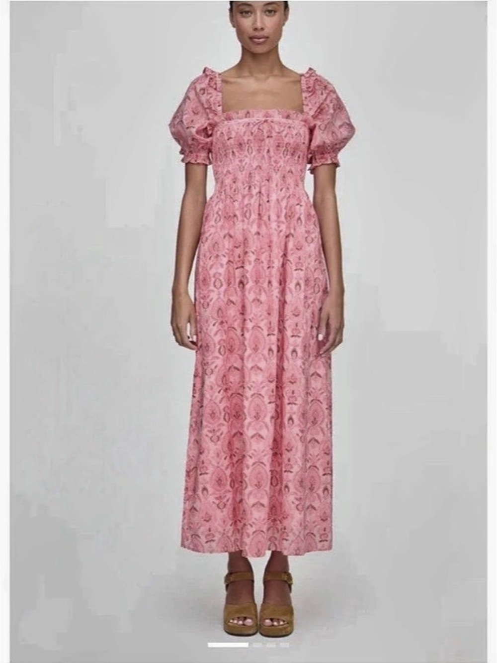 Hill House Home The Nap Dress Maxi Dress in Pink Palm Size Medium NWT